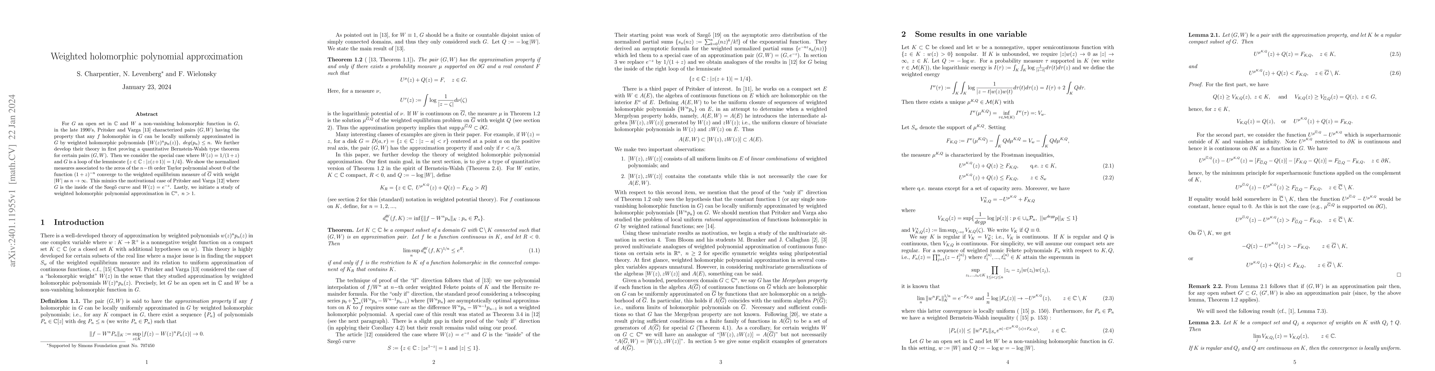 Thumbnail for Weighted holomorphic polynomial approximation