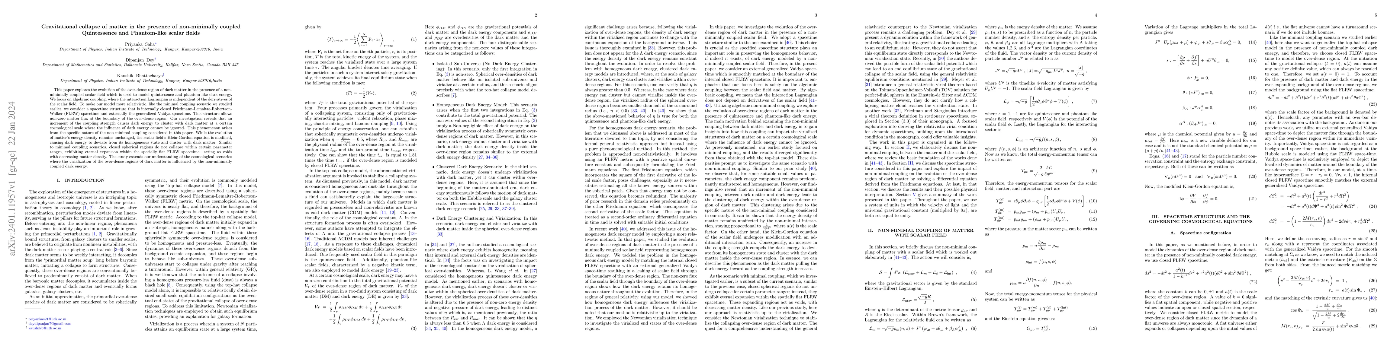 Thumbnail for Gravitational collapse of matter in the presence of non-minimally
  coupled Quintessence and Phantom-like scalar fields