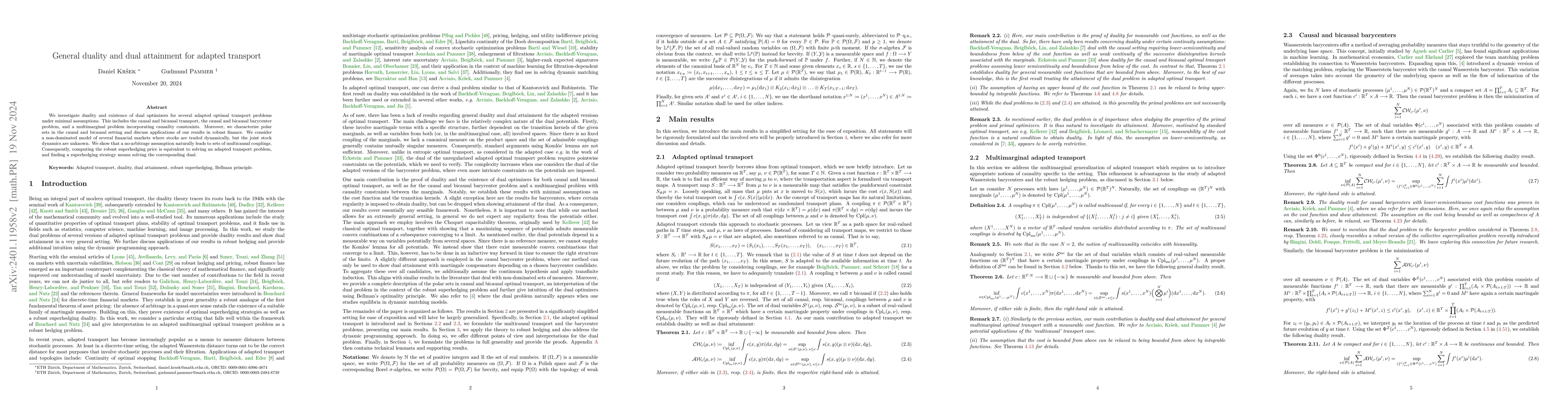 Thumbnail for General duality and dual attainment for adapted transport