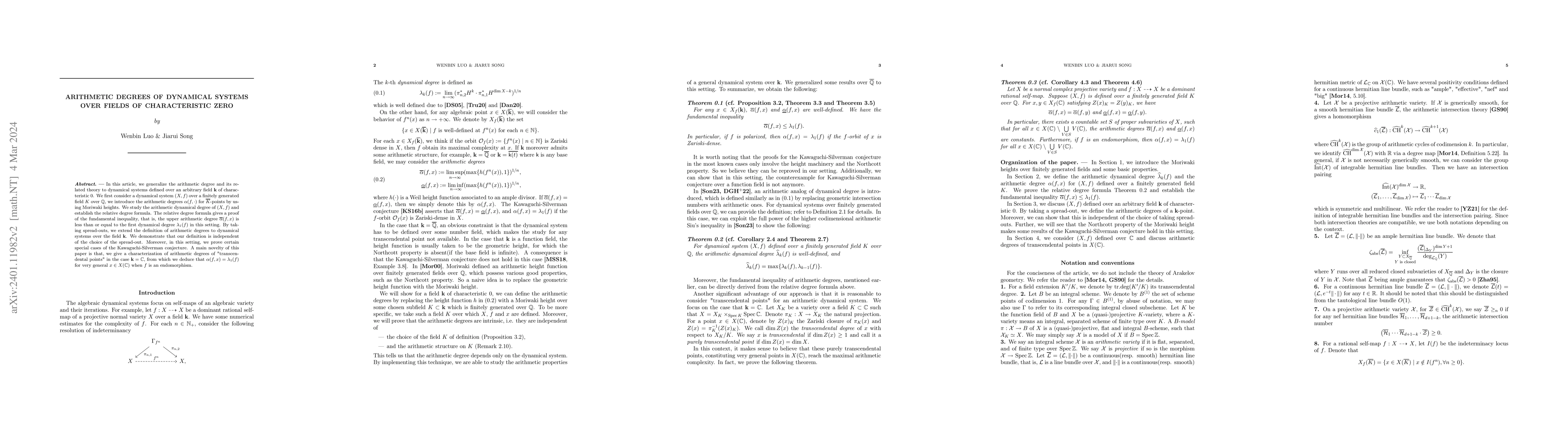 Thumbnail for Arithmetic degrees of dynamical systems over fields of characteristic
  zero