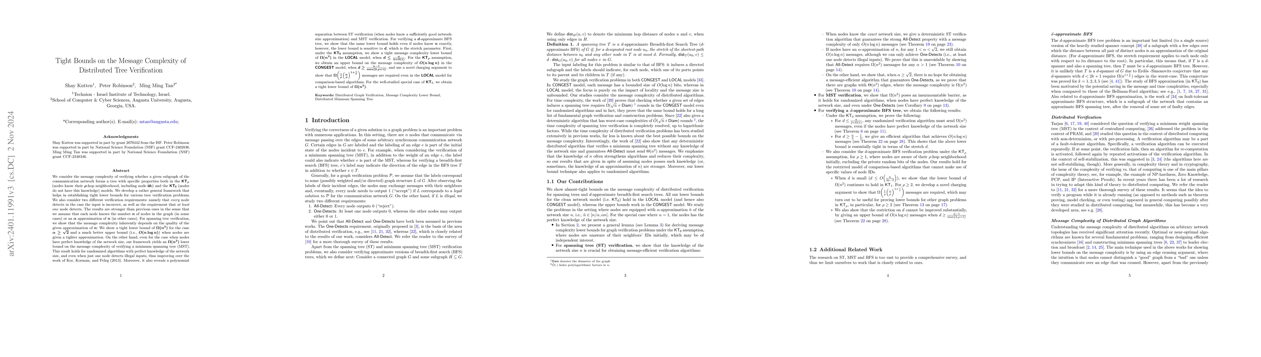 Thumbnail for Tight Bounds on the Message Complexity of Distributed Tree Verification