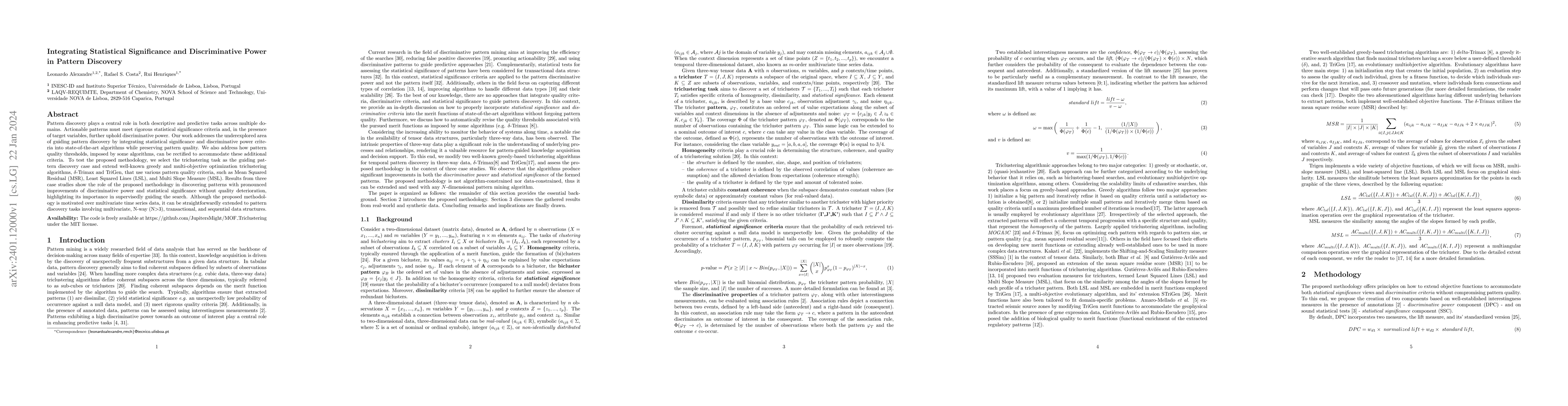 Thumbnail for Integrating Statistical Significance and Discriminative Power in Pattern
  Discovery