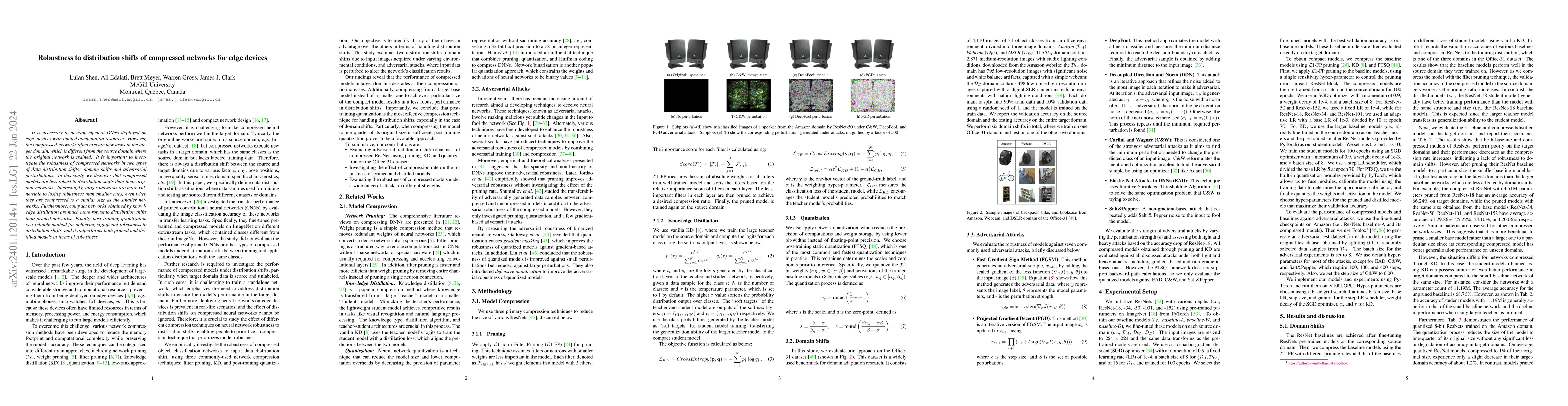 Thumbnail for Robustness to distribution shifts of compressed networks for edge
  devices