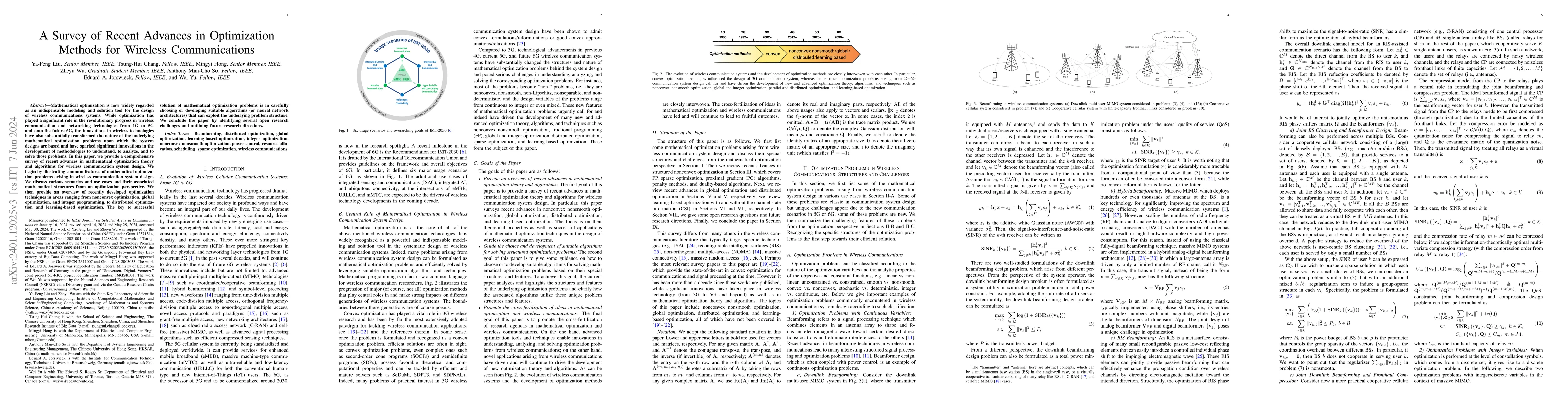Thumbnail for A Survey of Recent Advances in Optimization Methods for Wireless
  Communications