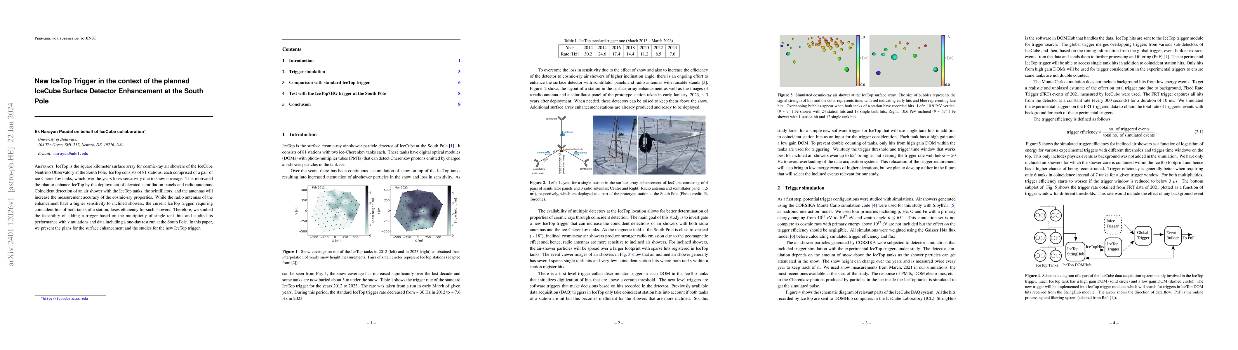 Thumbnail for New IceTop Trigger in the context of the planned IceCube Surface
  Detector Enhancement at the South Pole