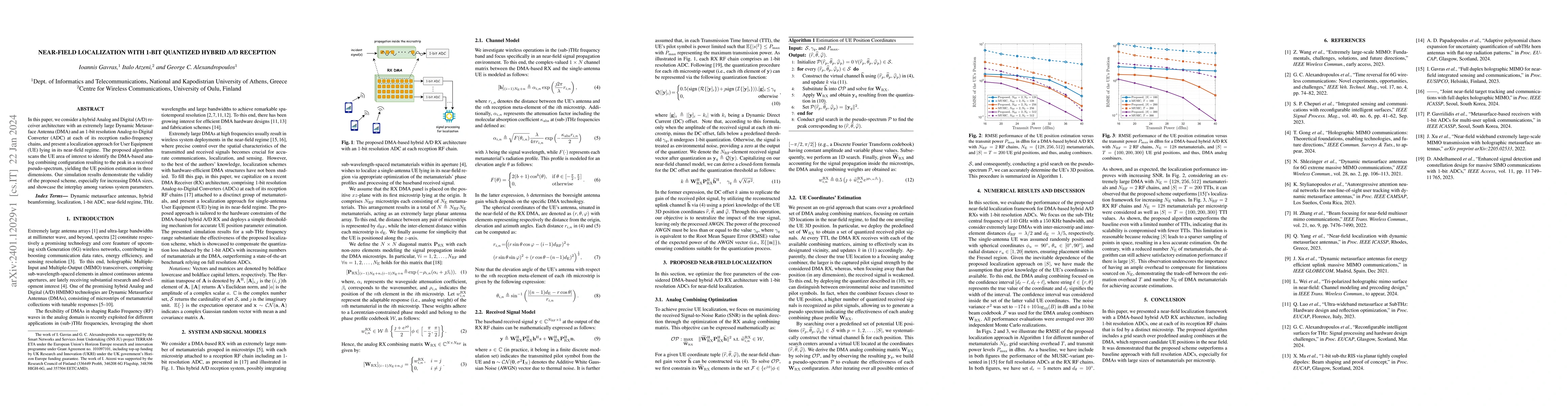 Thumbnail for Near-Field Localization with $1$-bit Quantized Hybrid A/D Reception