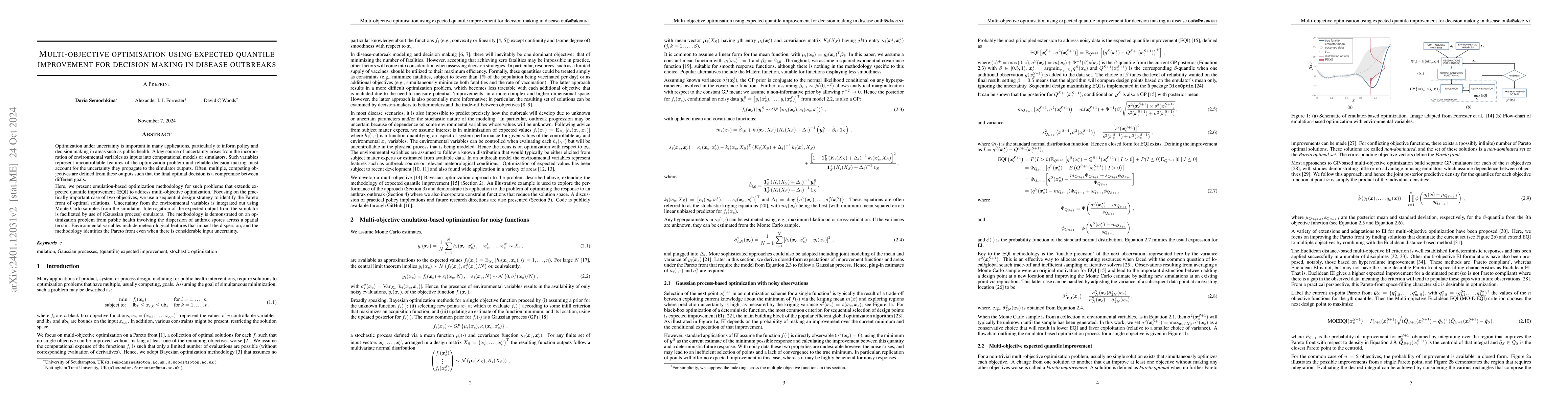 Thumbnail for Multi-objective optimisation using expected quantile improvement for
  decision making in disease outbreaks