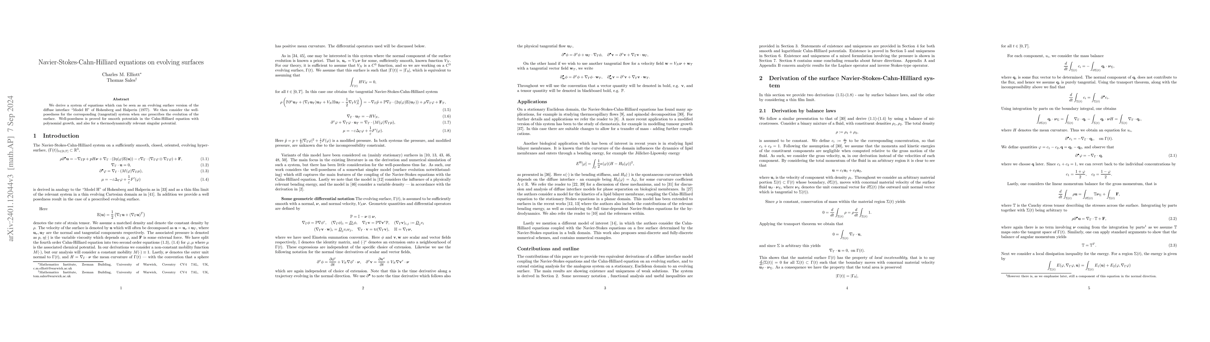 Thumbnail for Navier-Stokes-Cahn-Hilliard equations on evolving surfaces
