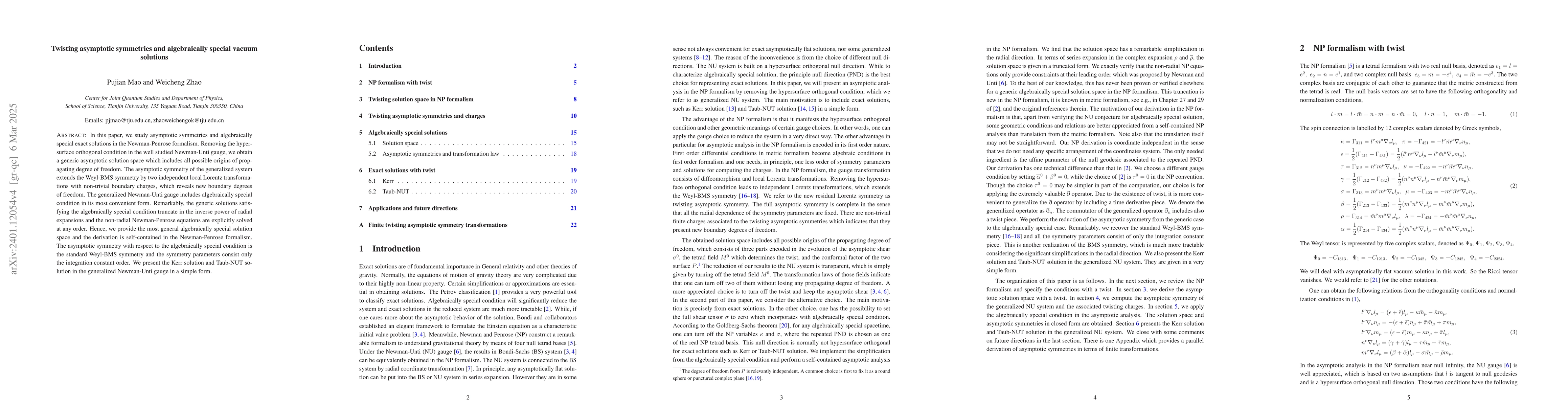 Thumbnail for Twisting asymptotic symmetries and algebraically special vacuum
  solutions