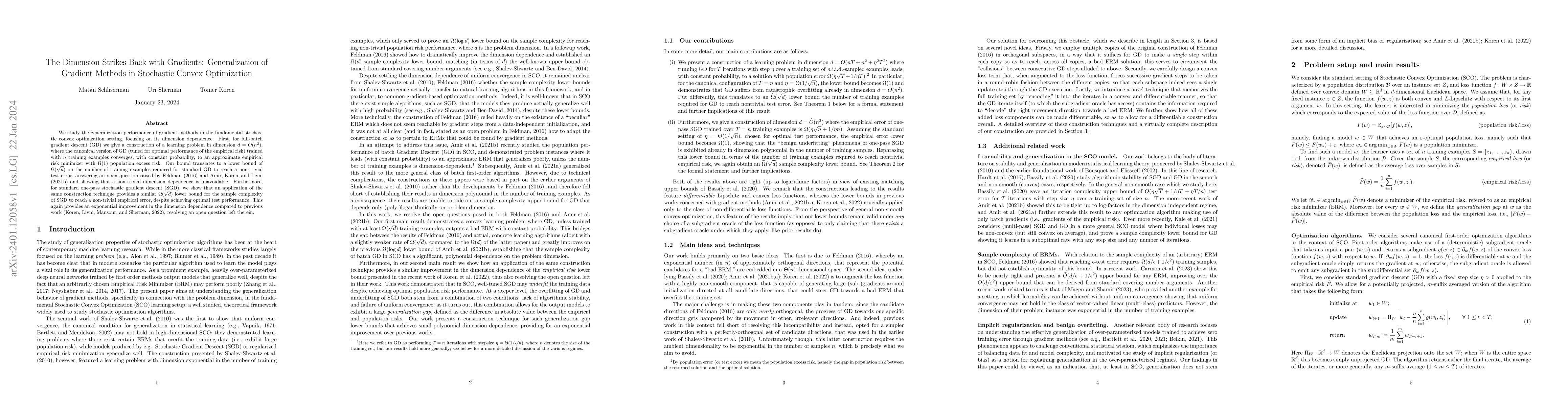 Thumbnail for The Dimension Strikes Back with Gradients: Generalization of Gradient
  Methods in Stochastic Convex Optimization