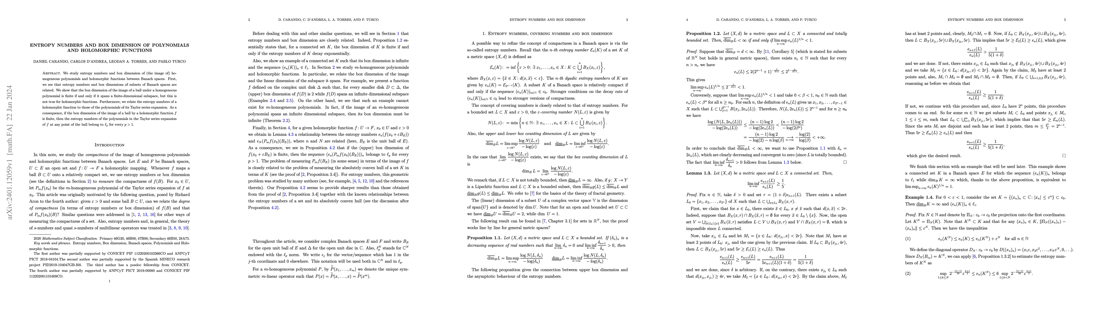 Thumbnail for Entropy numbers and box dimension of polynomials and holomorphic
  functions