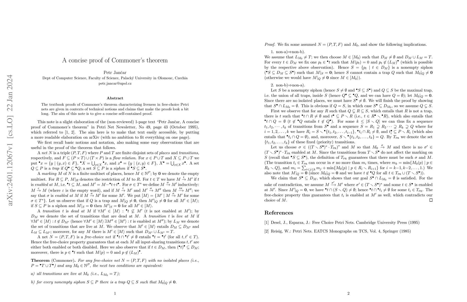 Thumbnail for A concise proof of Commoner's theorem