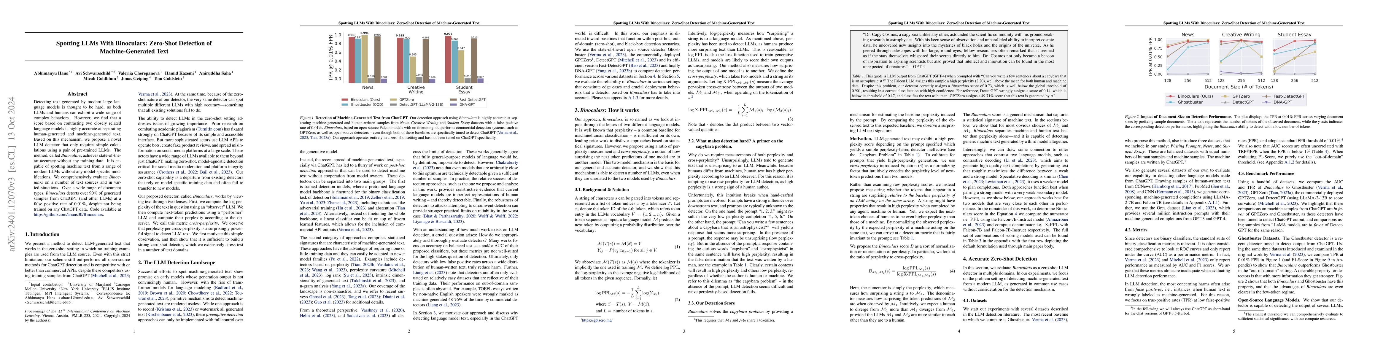 Thumbnail for Spotting LLMs With Binoculars: Zero-Shot Detection of Machine-Generated
  Text