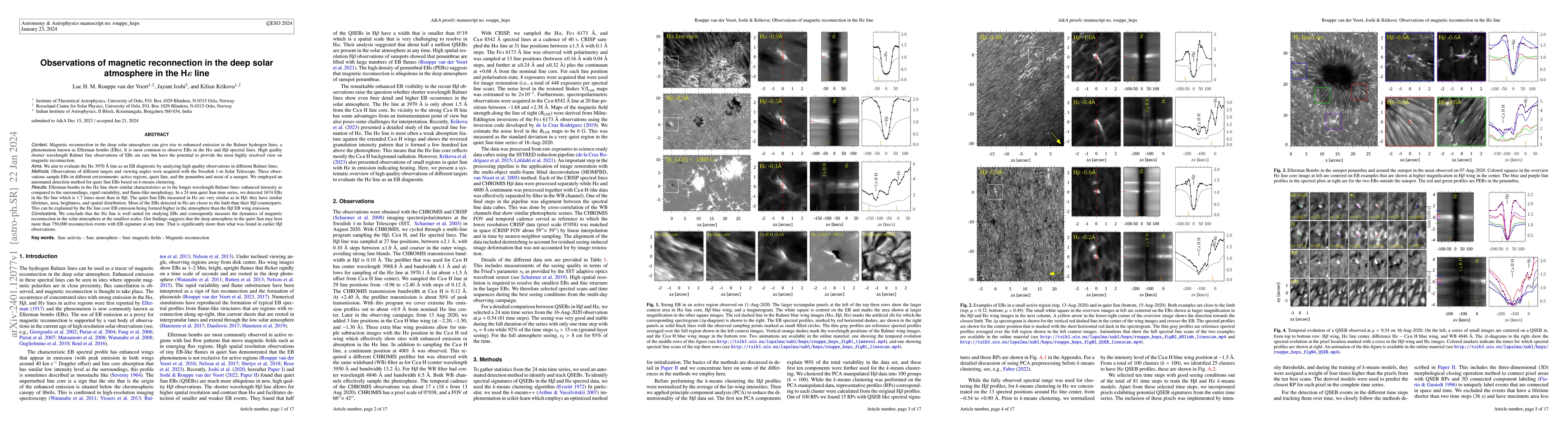 Thumbnail for Observations of magnetic reconnection in the deep solar atmosphere in
  the H-epsilon line