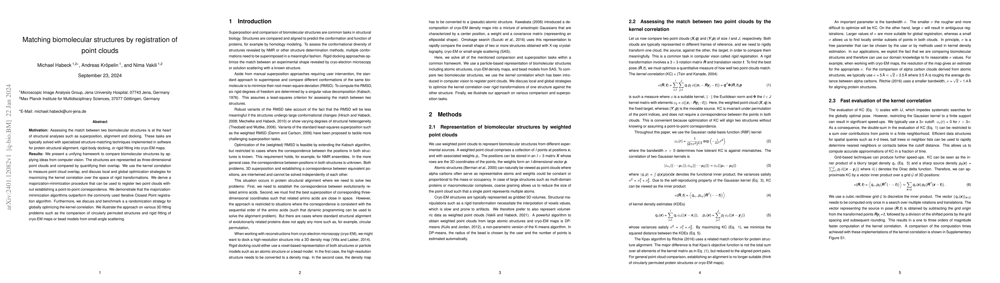 Thumbnail for Matching biomolecular structures by registration of point clouds