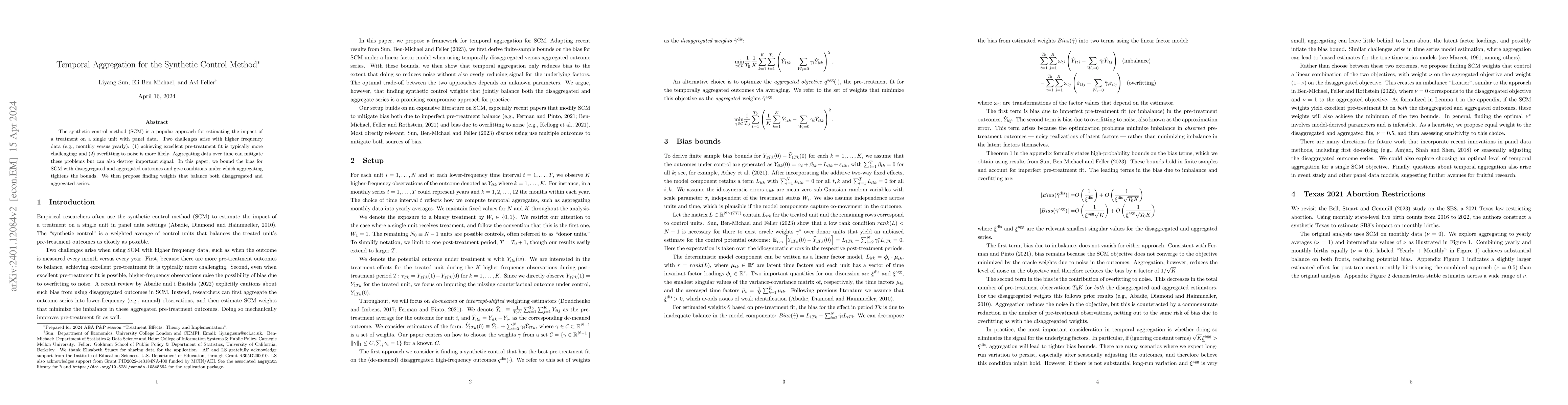 Thumbnail for Temporal Aggregation for the Synthetic Control Method