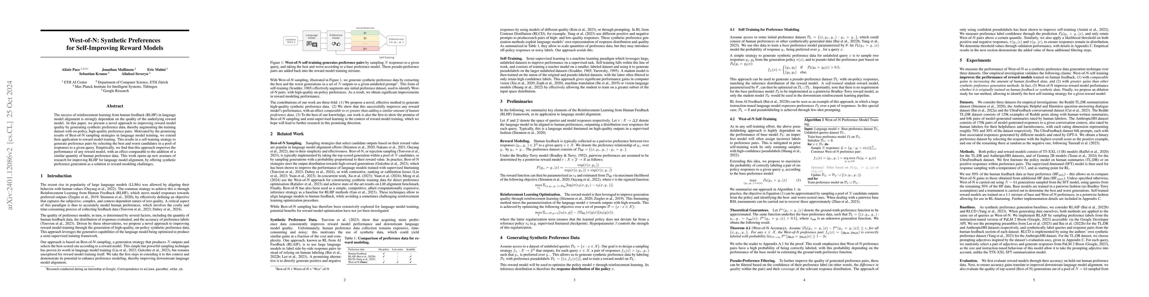 Thumbnail for West-of-N: Synthetic Preference Generation for Improved Reward Modeling
