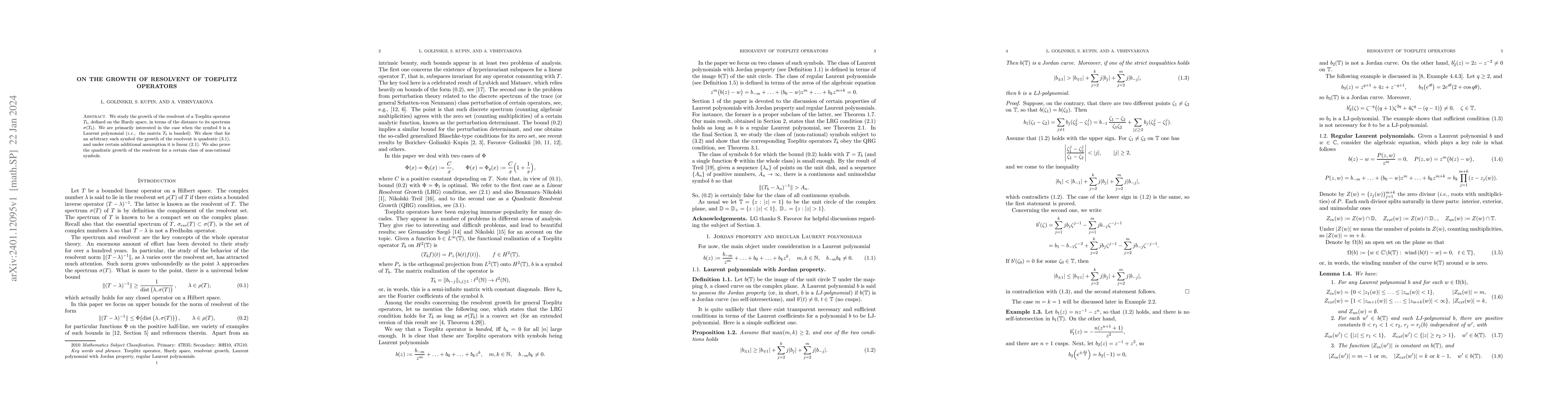 Thumbnail for On the growth of resolvent of Toeplitz operators