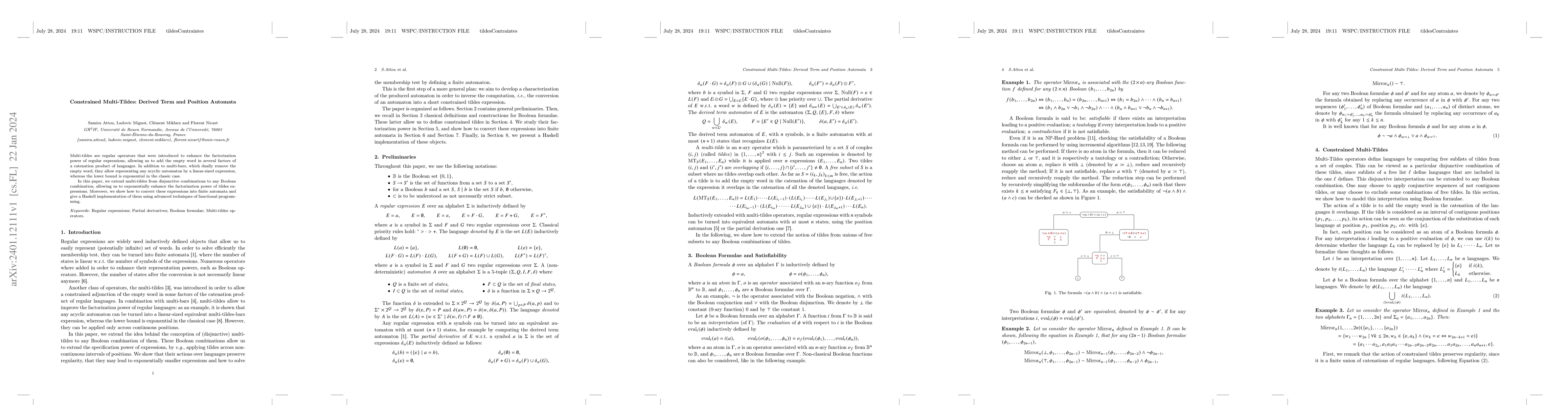 Thumbnail for Constrained Multi-Tildes: Derived Term and Position Automata