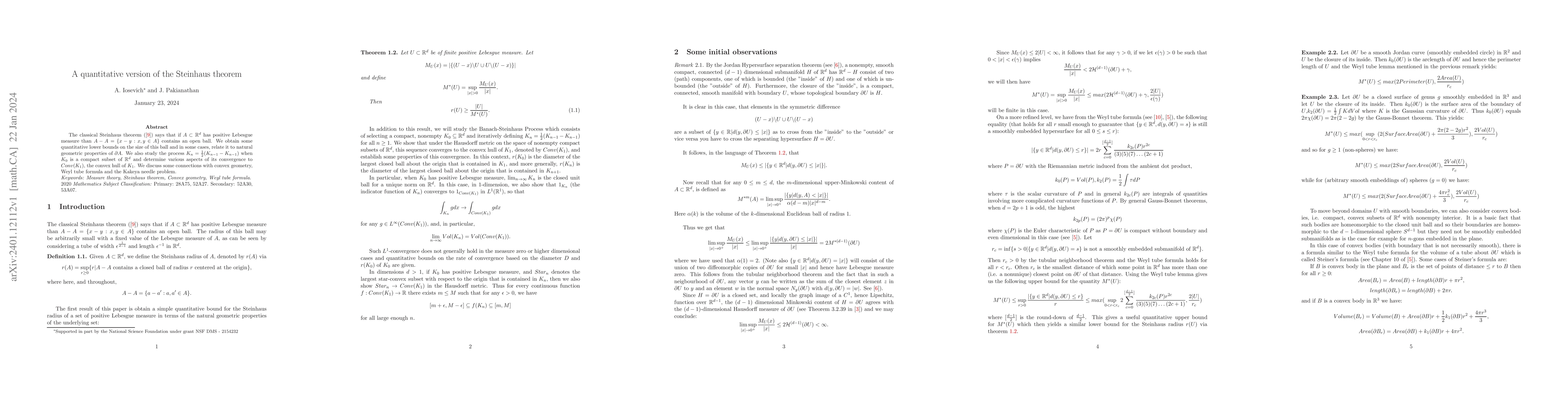 Thumbnail for A quantitative version of the Steinhaus theorem