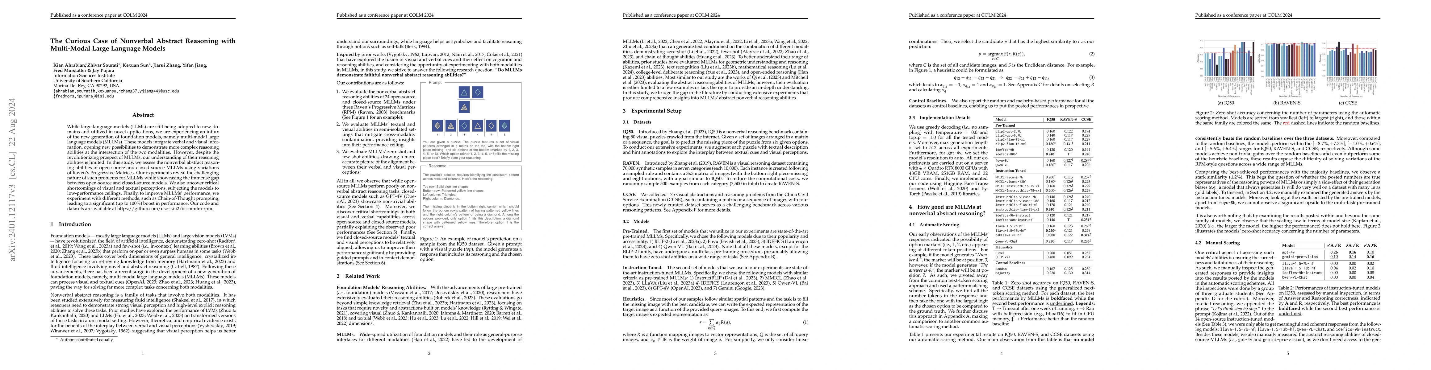 Thumbnail for The Curious Case of Nonverbal Abstract Reasoning with Multi-Modal Large
  Language Models
