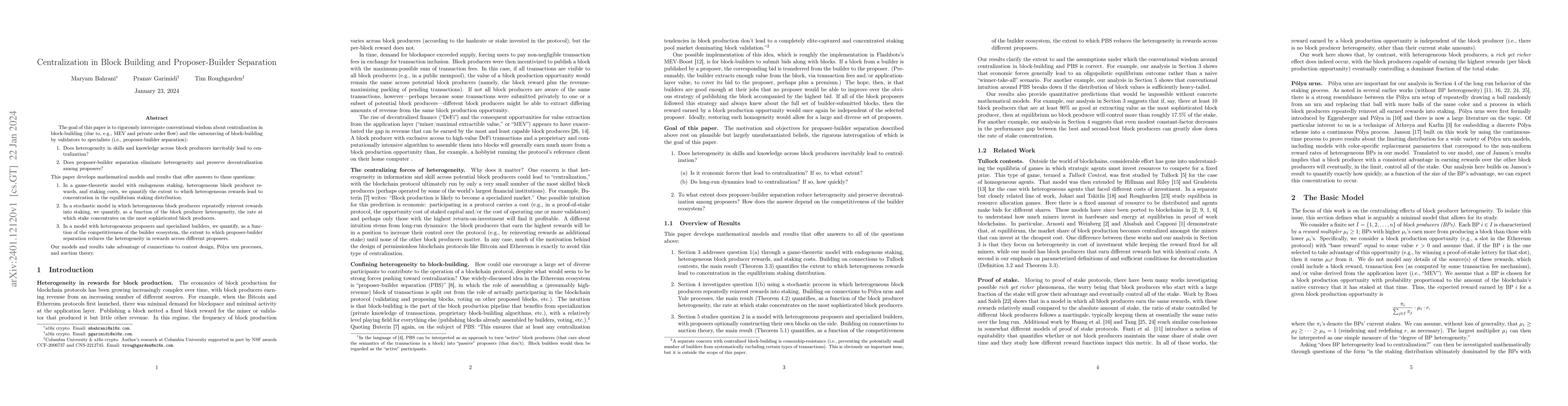 Thumbnail for Centralization in Block Building and Proposer-Builder Separation