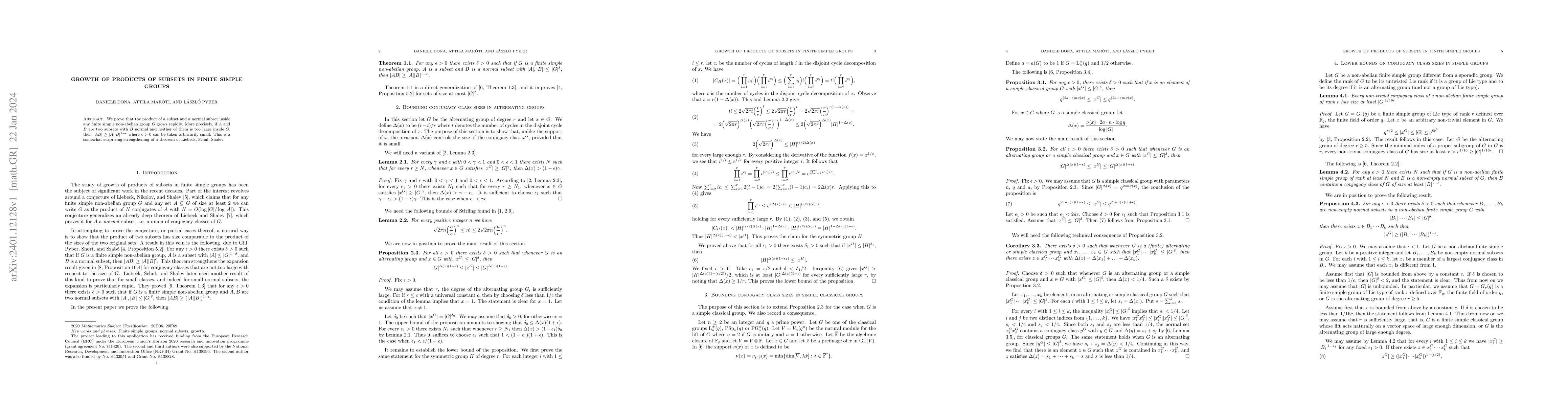 Thumbnail for Growth of products of subsets in finite simple groups