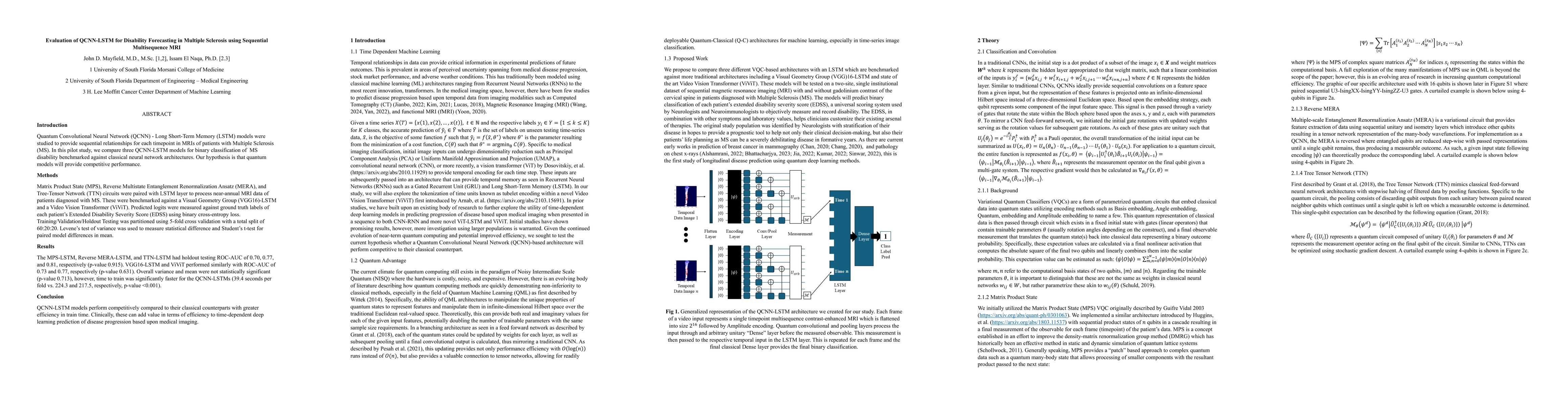 Thumbnail for Evaluation of QCNN-LSTM for Disability Forecasting in Multiple Sclerosis
  Using Sequential Multisequence MRI