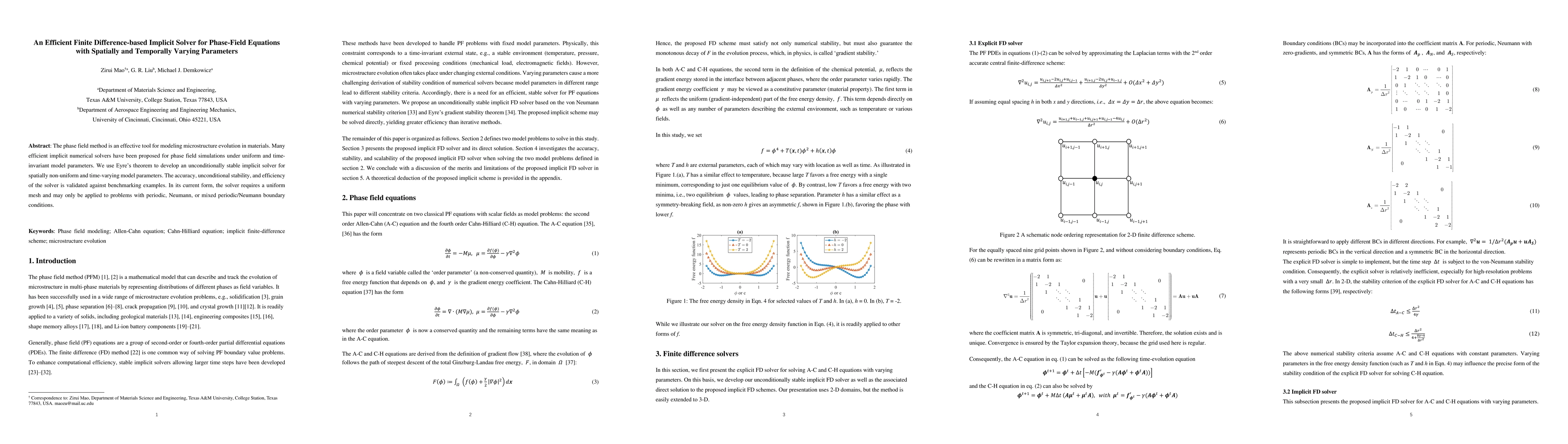 Thumbnail for An Efficient Finite Difference-based Implicit Solver for Phase-Field
  Equations with Spatially and Temporally Varying Parameters