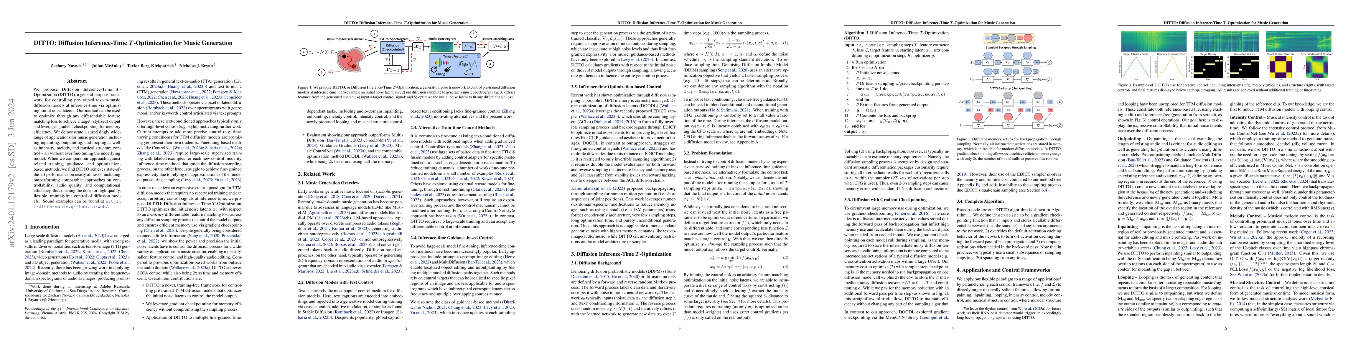 Thumbnail for DITTO: Diffusion Inference-Time T-Optimization for Music Generation