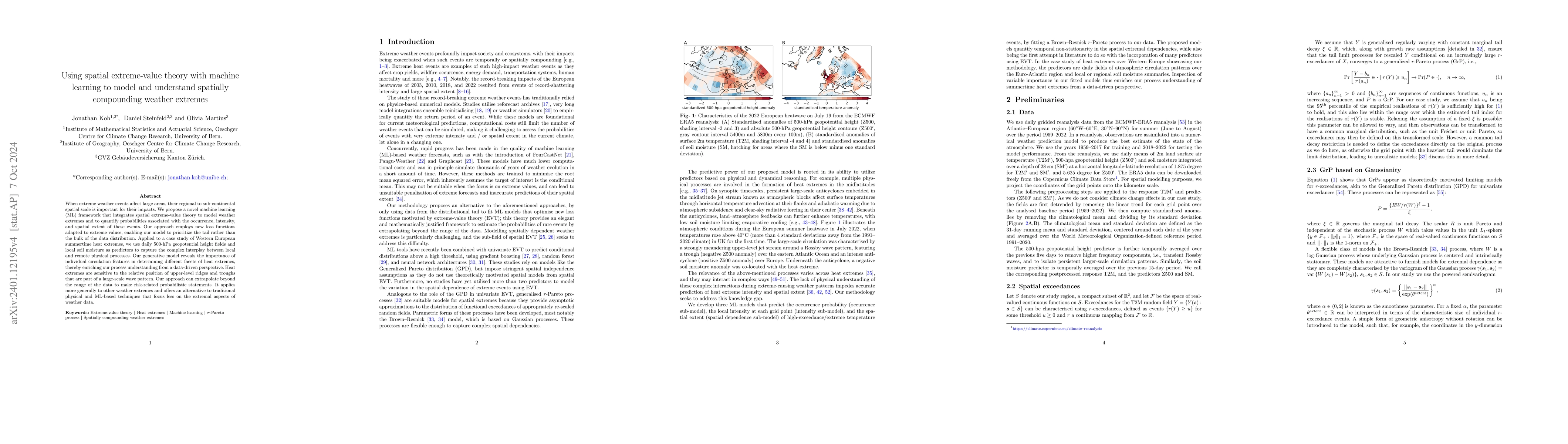 Thumbnail for Using spatial extreme-value theory with machine learning to model and
  understand spatially compounding weather extremes