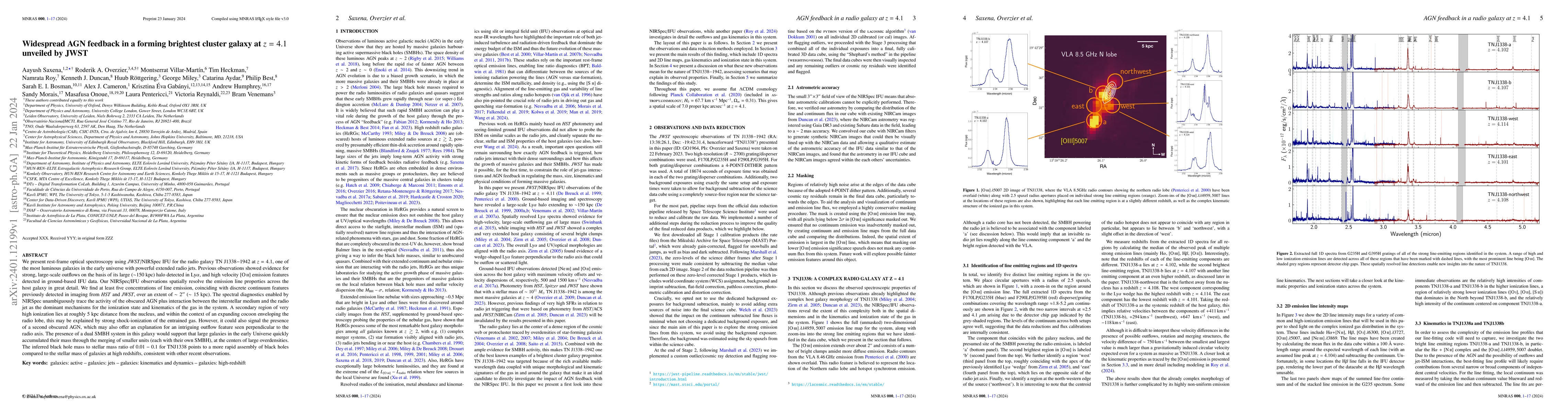 Thumbnail for Widespread AGN feedback in a forming brightest cluster galaxy at $z=4.1$
  unveiled by JWST