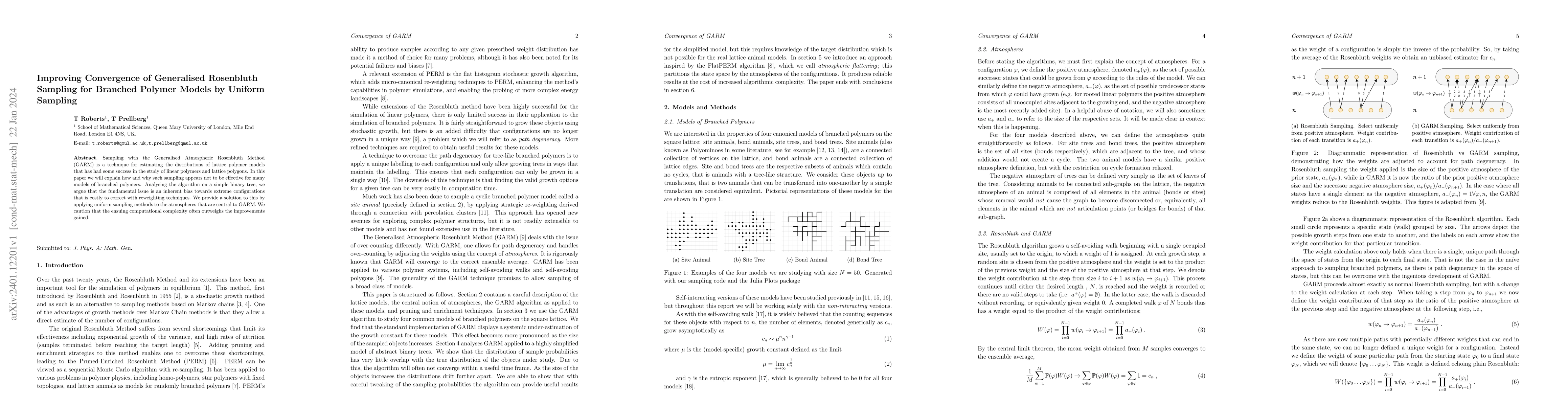 Thumbnail for Improving Convergence of Generalised Rosenbluth Sampling for Branched
  Polymer Models by Uniform Sampling