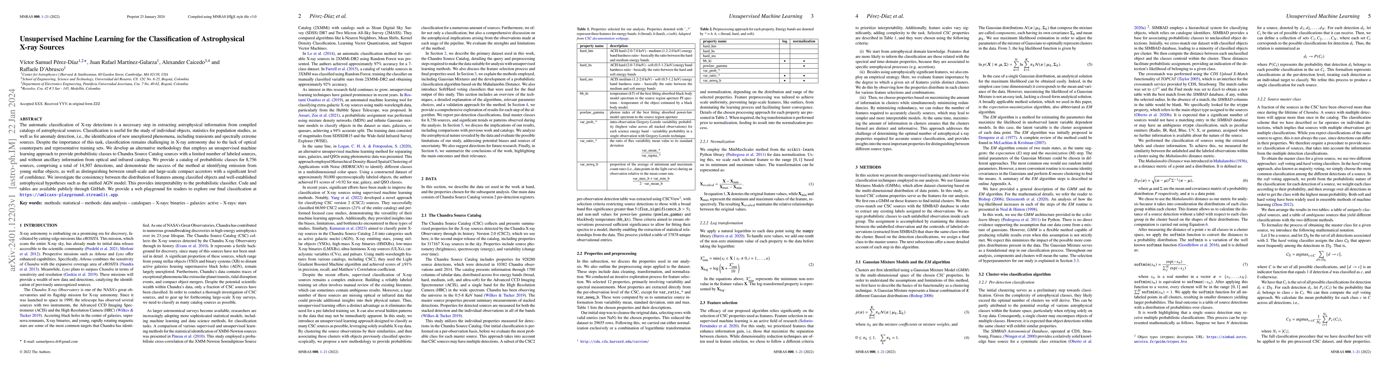 Thumbnail for Unsupervised Machine Learning for the Classification of Astrophysical
  X-ray Sources