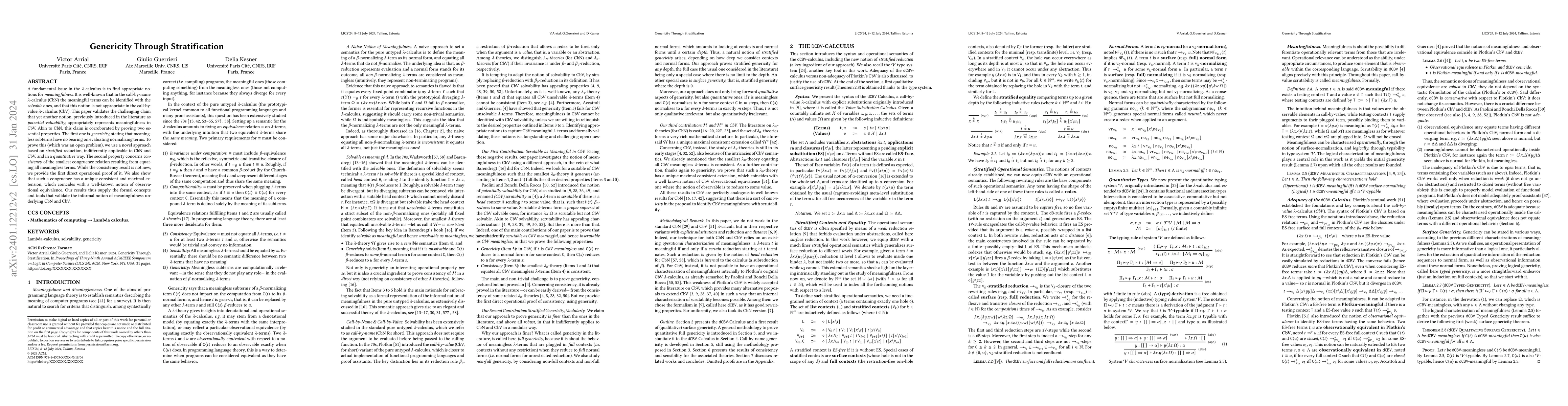 Thumbnail for Genericity Through Stratification