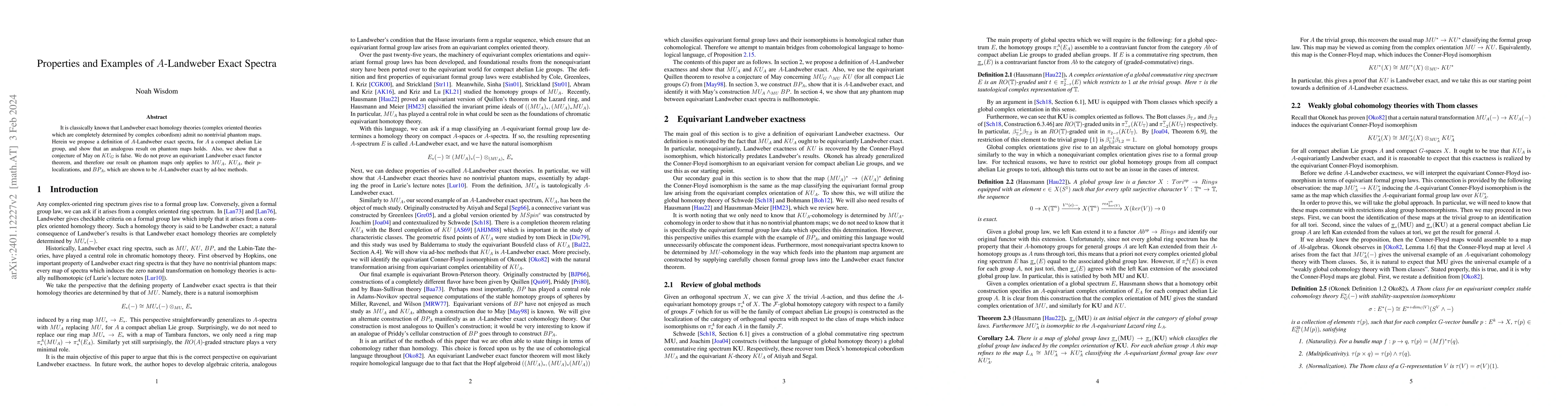 Thumbnail for Properties and Examples of $A$-Landweber Exact Spectra