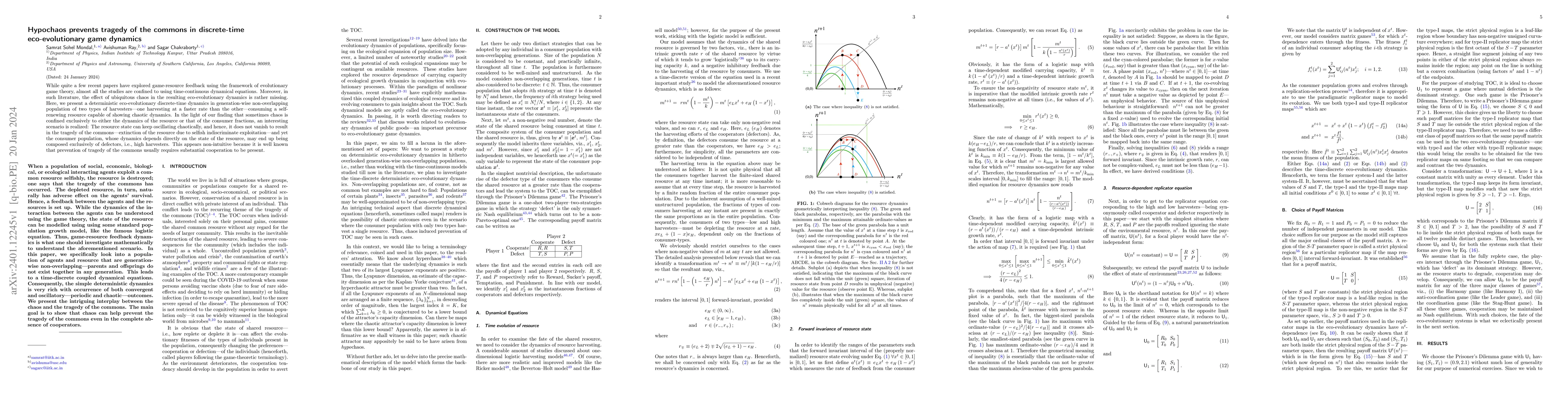 Thumbnail for Hypochaos prevents tragedy of the commons in discrete-time
  eco-evolutionary game dynamics