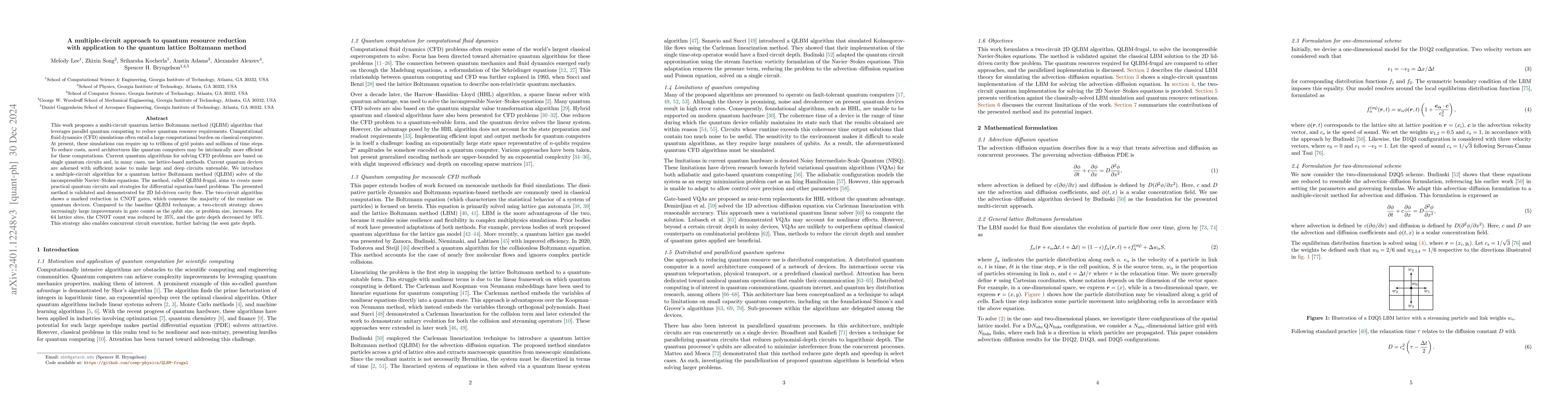 Thumbnail for A two-circuit approach to reducing quantum resources for the quantum
  lattice Boltzmann method