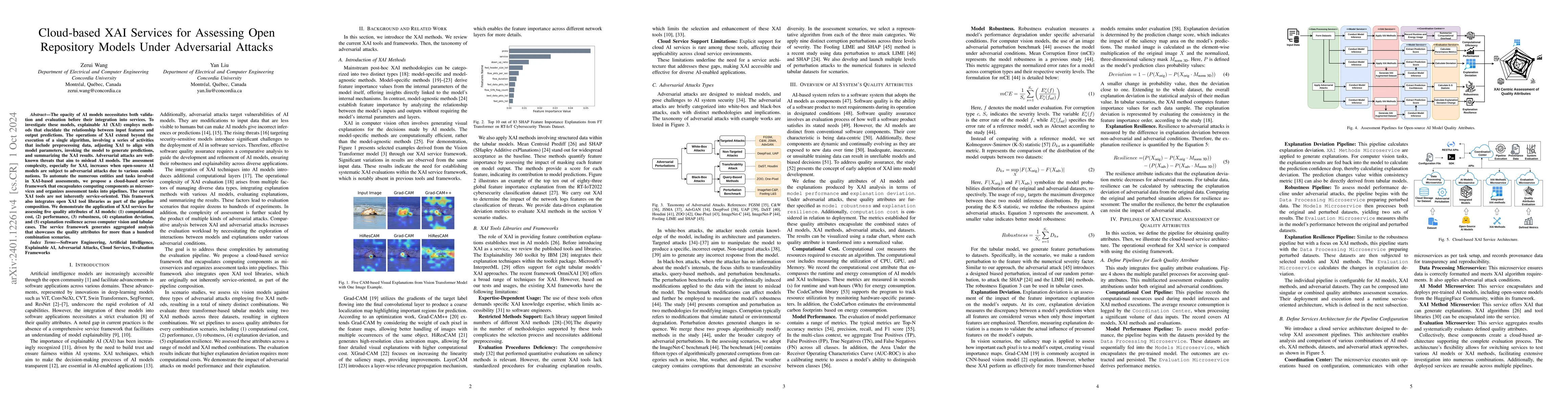 Thumbnail for Cloud-based XAI Services for Assessing Open Repository Models Under
  Adversarial Attacks