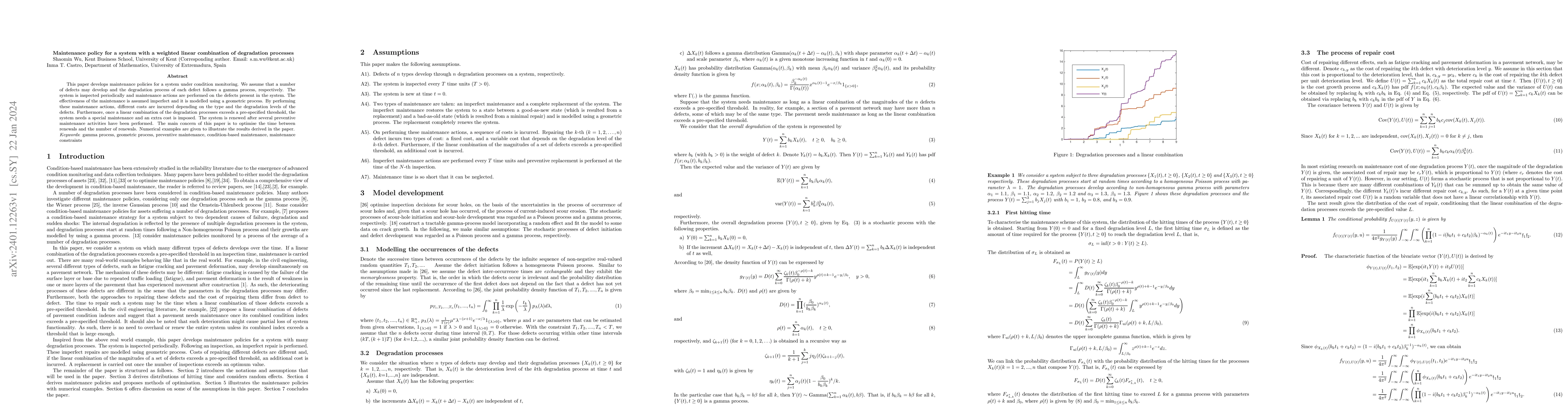 Thumbnail for Maintenance policy for a system with a weighted linear combination of
  degradation processes