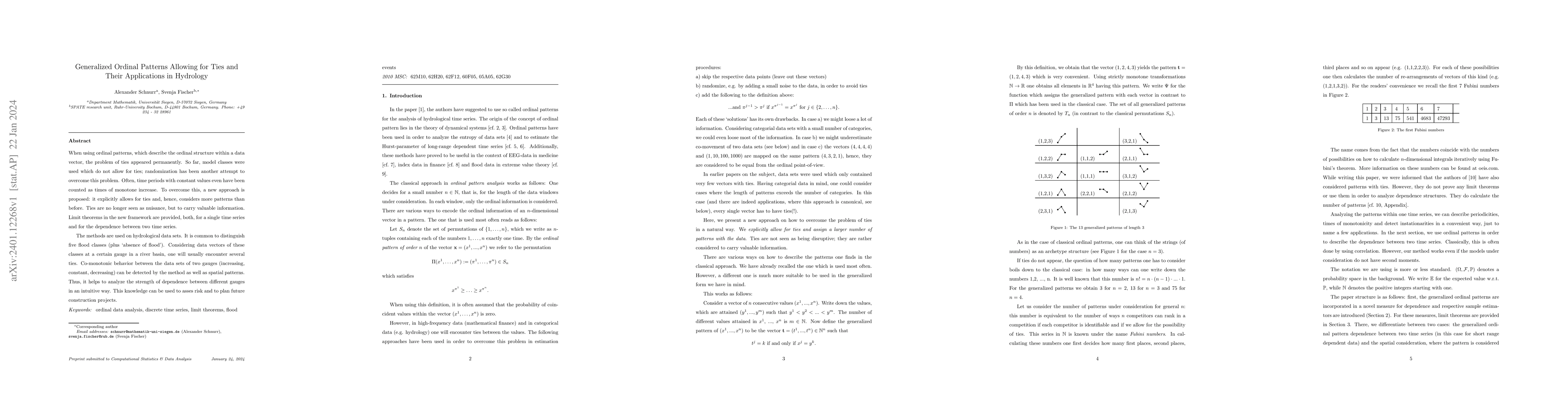 Thumbnail for Generalized Ordinal Patterns Allowing for Ties and Their Applications in
  Hydrology