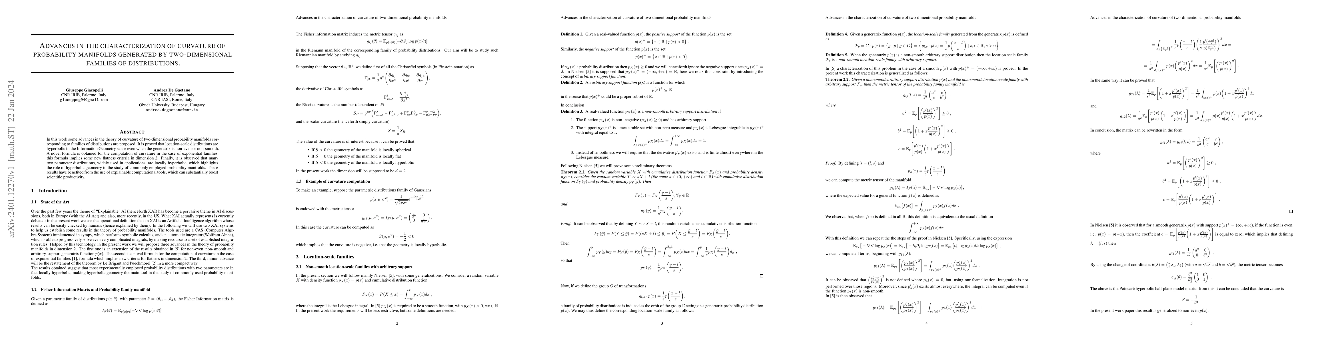 Thumbnail for Advances in the characterization of curvature of two-dimentional
  probability manifolds