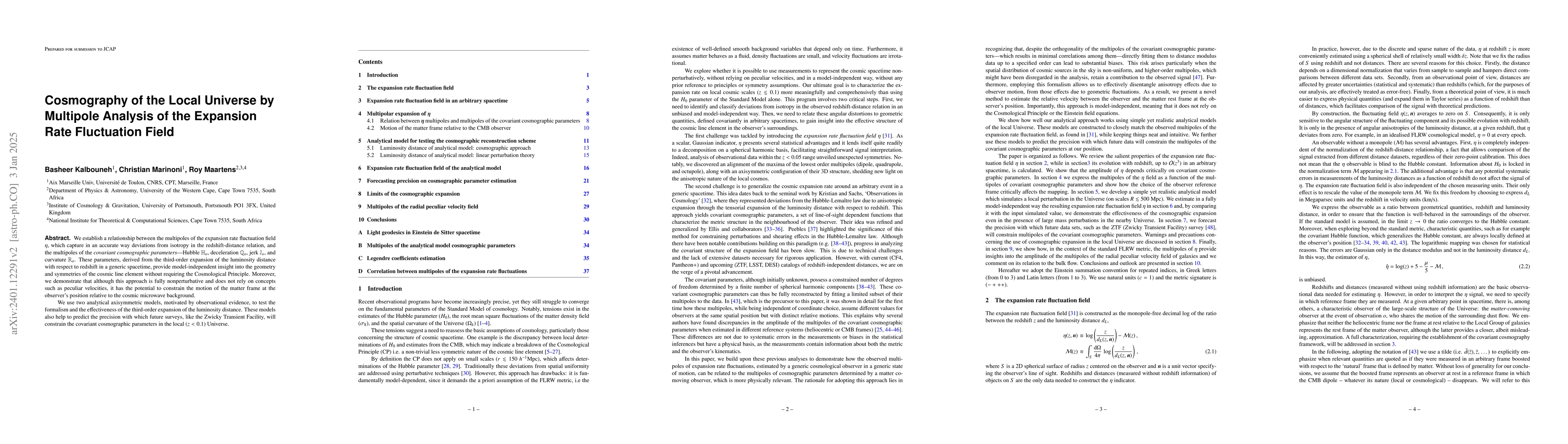 Thumbnail for Cosmography of the Local Universe by Multipole Analysis of the Expansion
  Rate Fluctuation Field