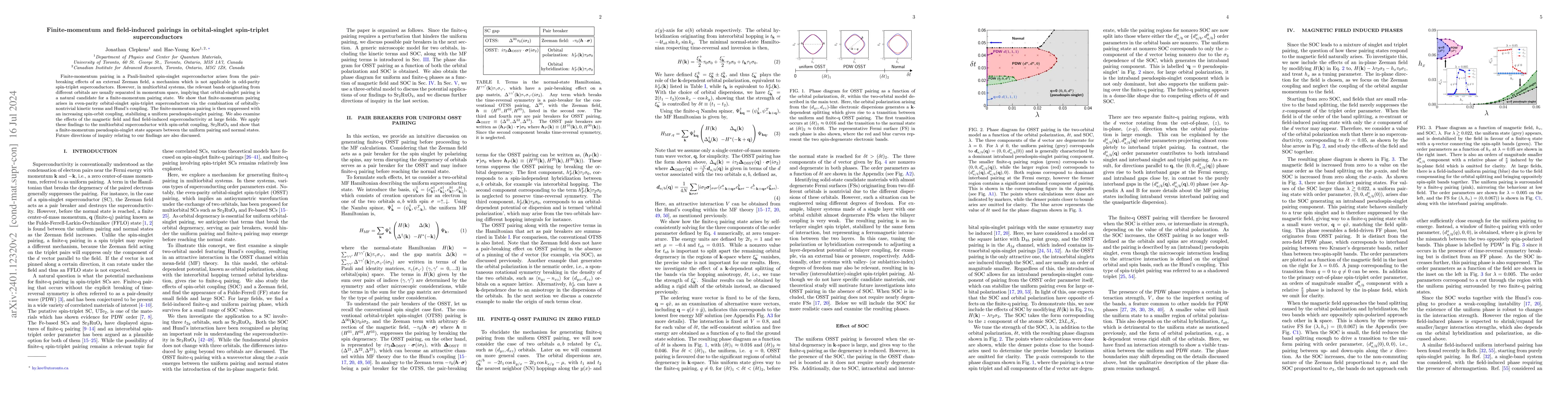Thumbnail for Finite-momentum and field-induced pairings in orbital-singlet
  spin-triplet superconductors