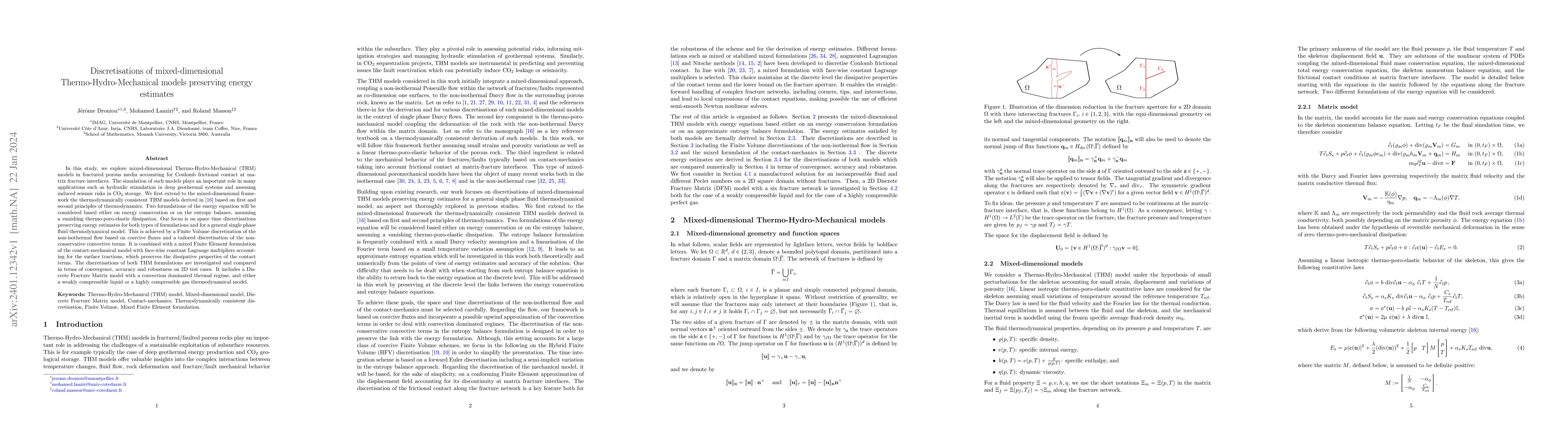 Thumbnail for Discretisations of mixed-dimensional Thermo-Hydro-Mechanical models
  preserving energy estimates