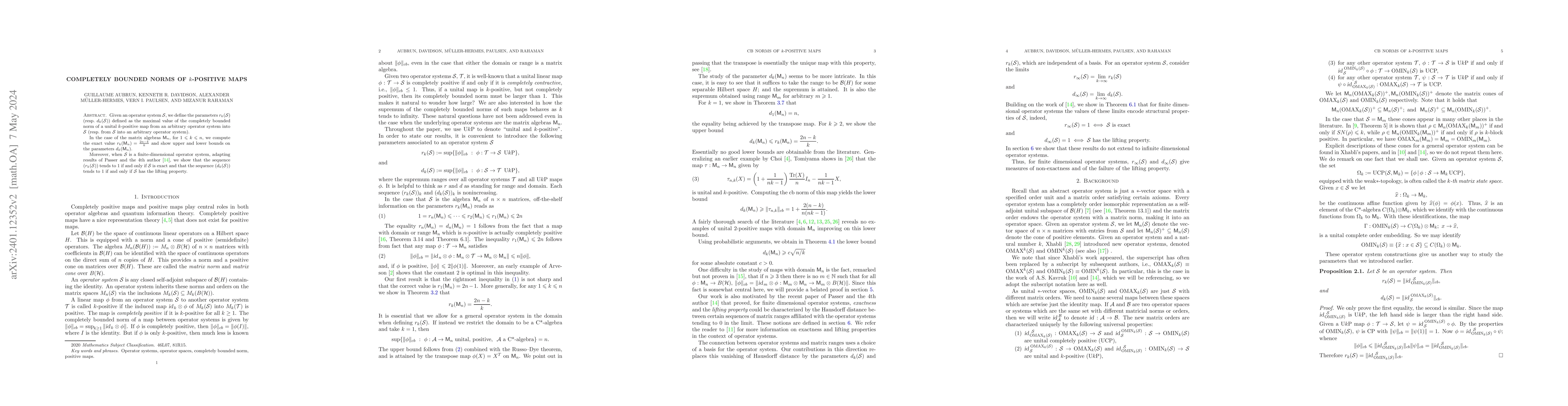 Thumbnail for Completely Bounded Norms of $k$-positive Maps