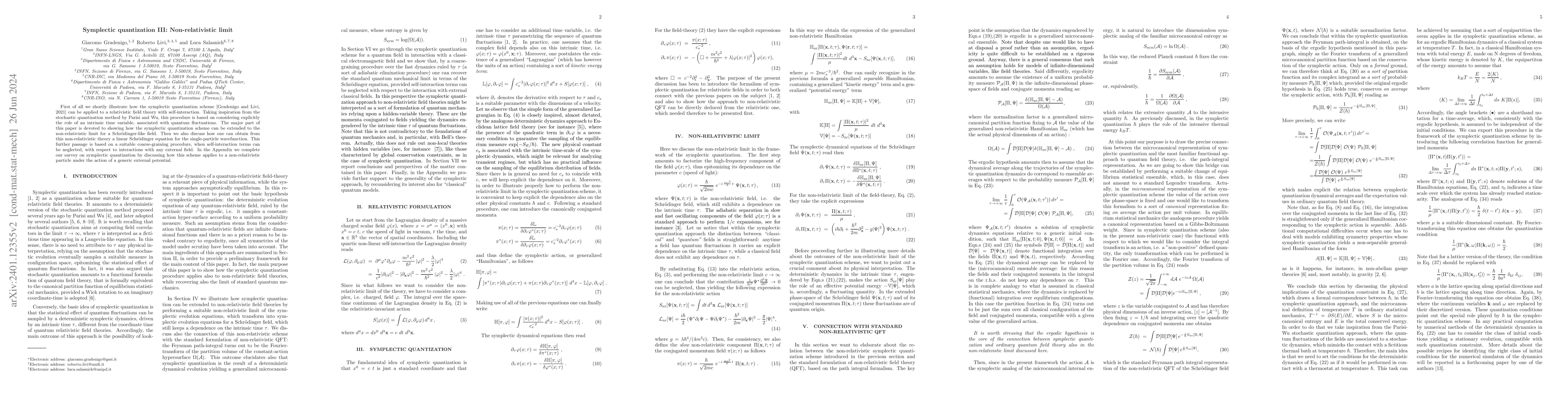 Thumbnail for Symplectic quantization III: Non-relativistic limit