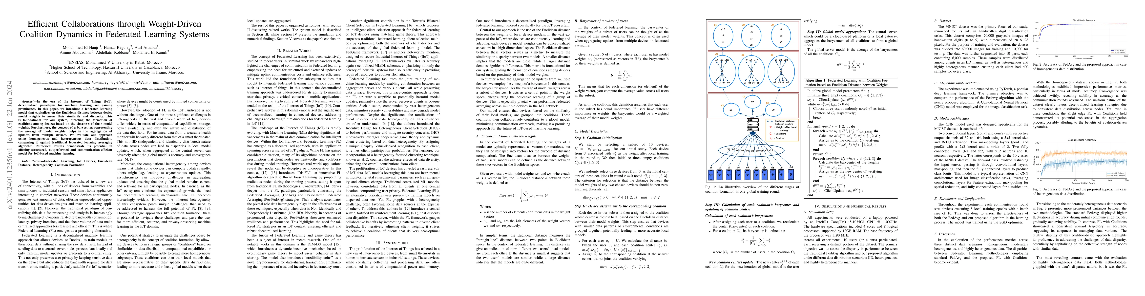 Thumbnail for Efficient Collaborations through Weight-Driven Coalition Dynamics in
  Federated Learning Systems