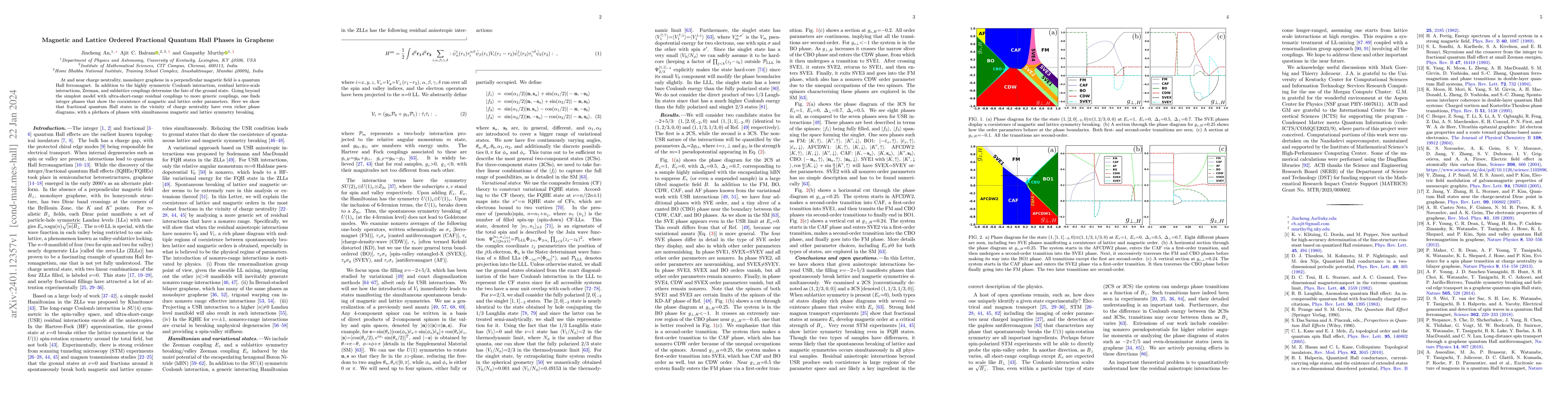 Thumbnail for Magnetic and Lattice Ordered Fractional Quantum Hall Phases in Graphene
