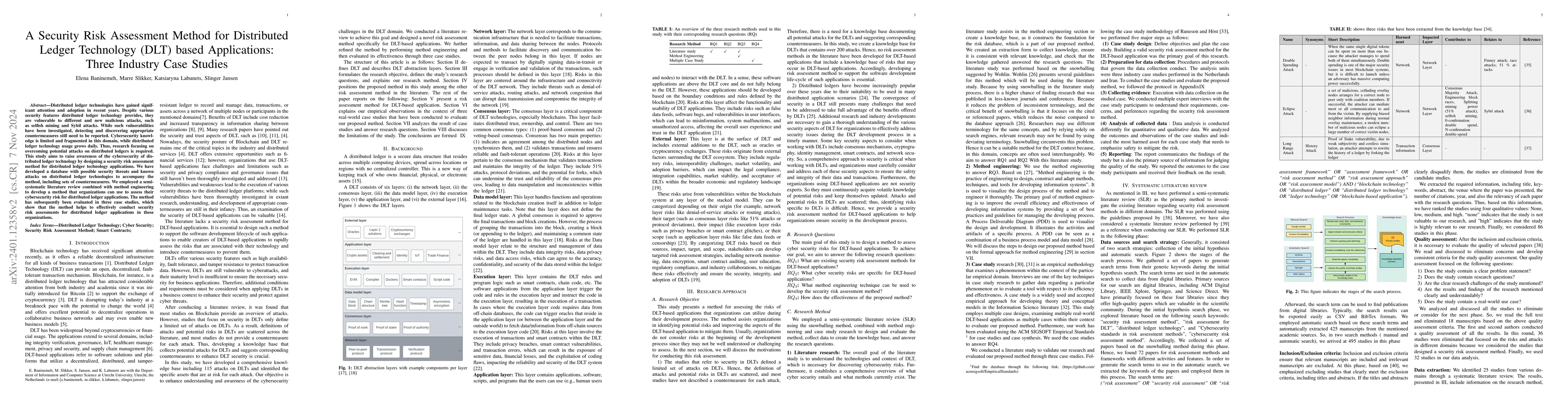 Thumbnail for A Security Risk Assessment Method for Distributed Ledger Technology
  (DLT) based Applications: Three Industry Case Studies
